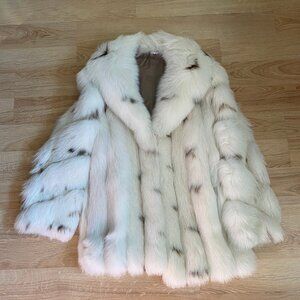 Vintage Fox Fur Coat Spotted Lynx Dyed 27 " Jacket Women's Size Small